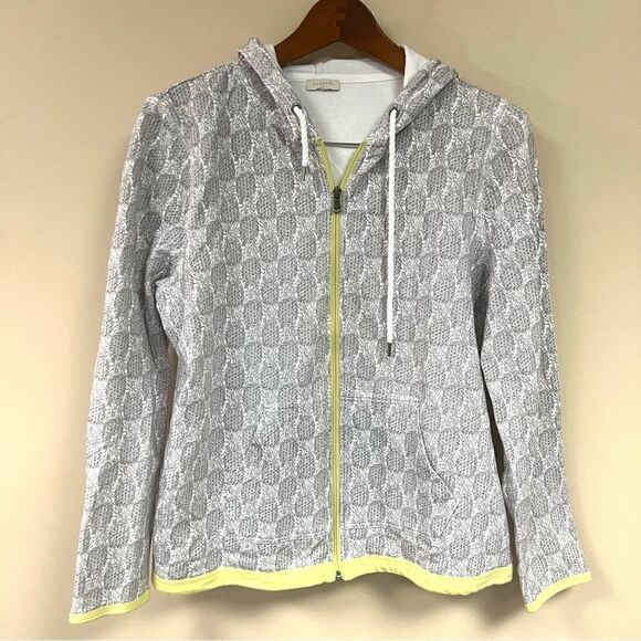 👠Talbots zip up pineapple print sweatshirt   Size L - Picture 1 of 5